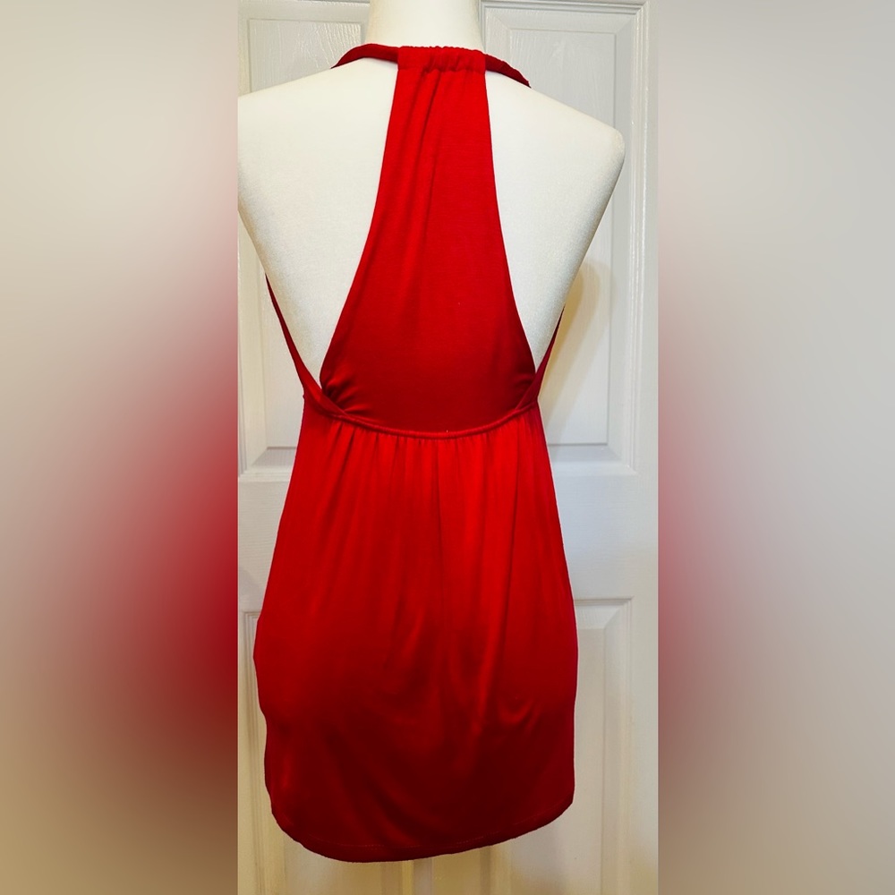Lush Top halter red padded bra racer back v-neck size  small - Picture 6 of 10